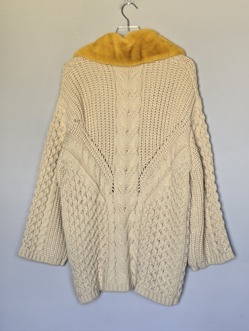 NWT Zara Cable Knit Cardigan with Removable Fur Collar - Picture 11 of 12